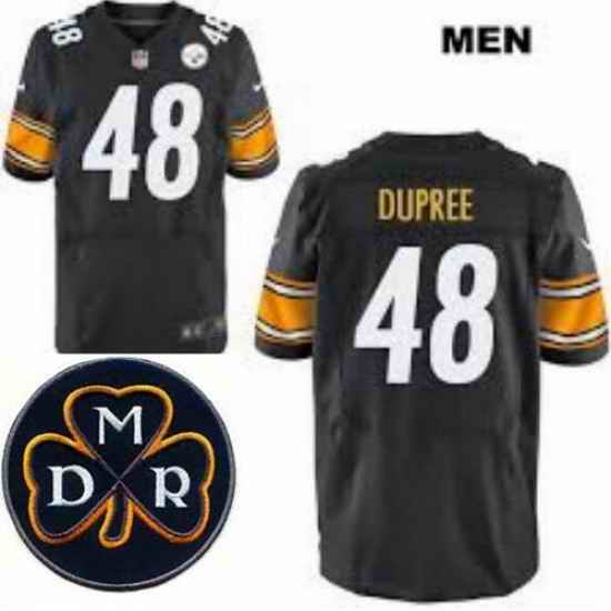 Men's Nike Pittsburgh Steelers #48 Bud Dupree Elite Black NFL MDR Dan Rooney Patch Jersey